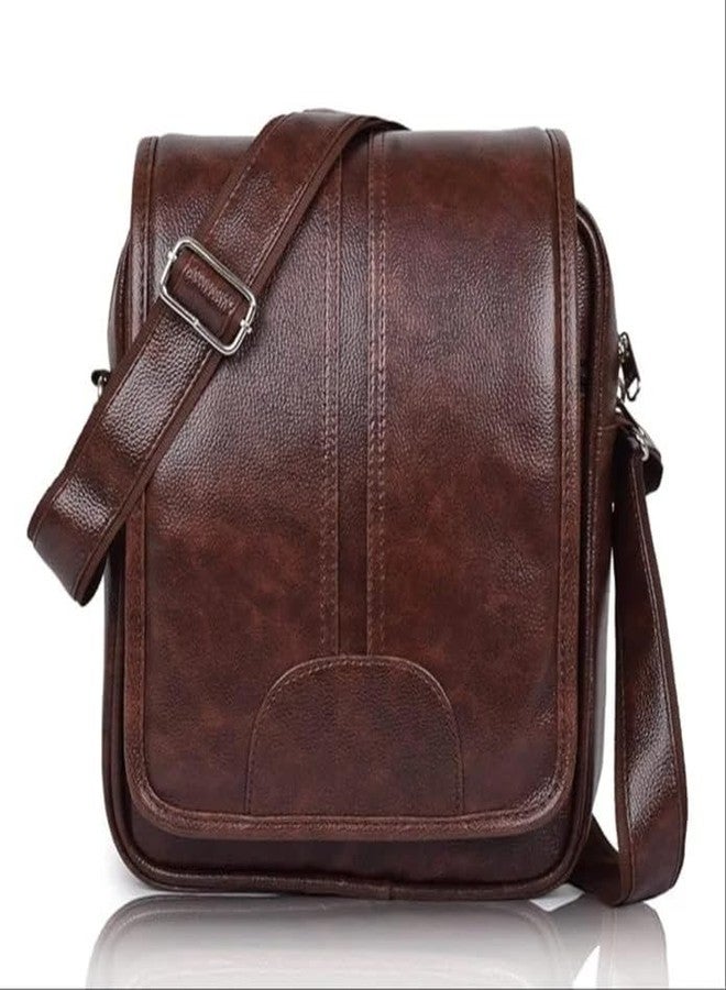 Nyfee Stylish PU Leather 1 Compartment Sling Bag/Cross Body/Travel/Office/Messenger/Business/One Side Shoulder Bag for Men & Women (Capacity - 7L) (Brown) - Image 1